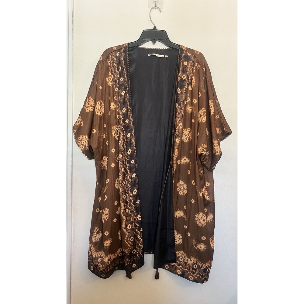 Soft Surroundings Brown Boho Chic Geometric Kimono Jacket Plus 3X